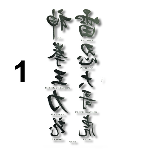 Chinese Kanji Temporary Tattoos - Chinese Symbol Temporary Tattoos - Chinese 