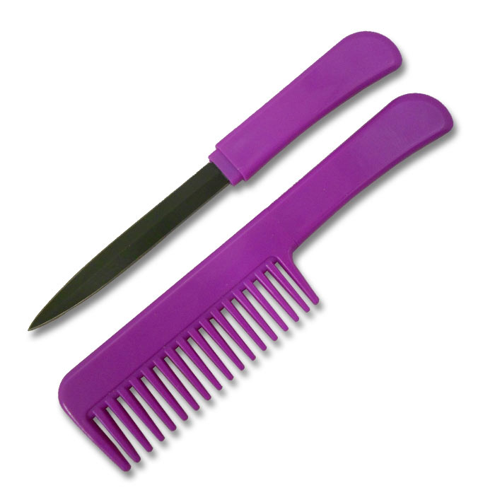 Lady's Magenta Comb Knife Hidden Comb Knives Magenta Personal Comb