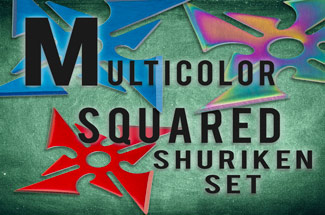 When bad guys come a ROUND, give them the Multicolor Squared Shuriken Set!