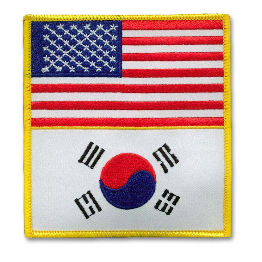 Taekwondo Patch USA Flag&KOREAN Flag Patch Embroidered Patch Sew On Patch 5"x3" 