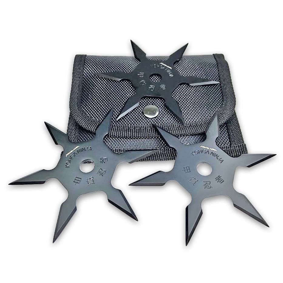 Black Kohga Shuriken Set - Ninja Throwing Stars - Kohga