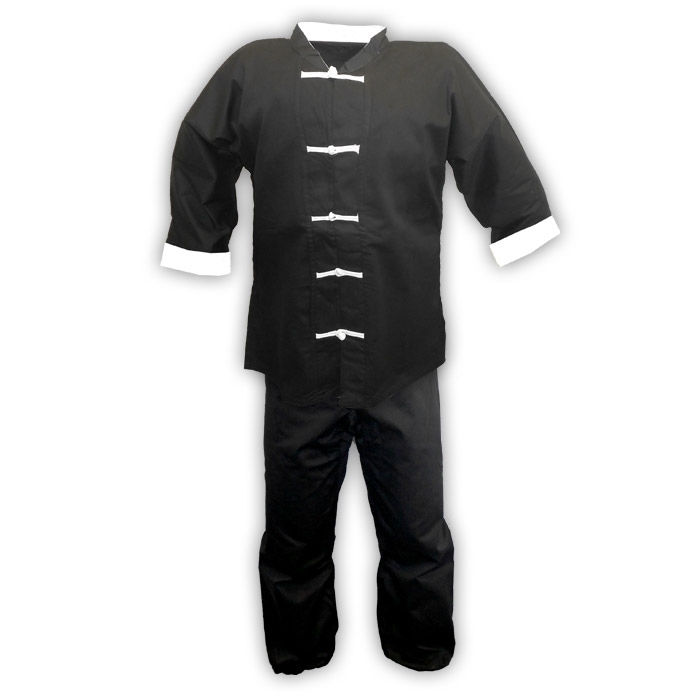 Black with Black frogs kung fu uniform set All Sizes 1350 