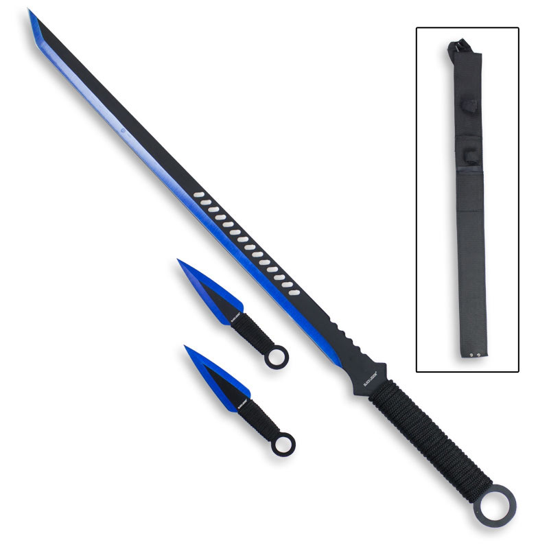 Blue Blade Throwing Knife Set - Blue Kunai - Daggers for Throwing