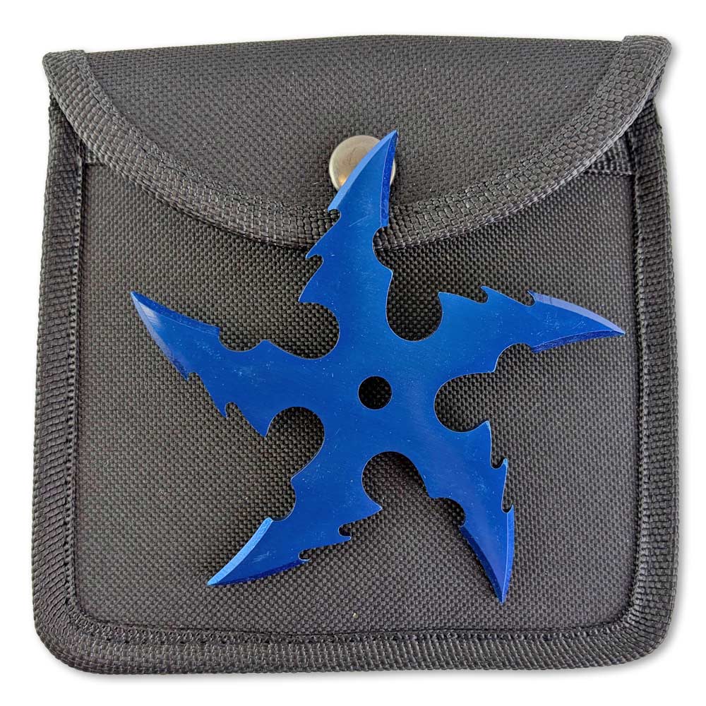 Blue Claw Ninja Star | 5 Point Steel Blue Ninja Star with Sheath