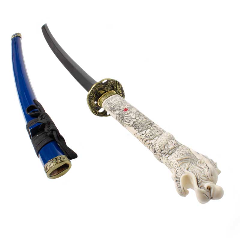 Blue Dragon Handle Katana - Open Mouth Dragon Samurai Sword