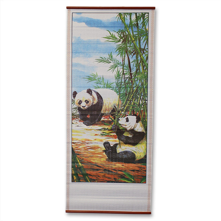 Chinese Pandas Wall Scroll Painting Traditional Pandas Cane Wallscroll