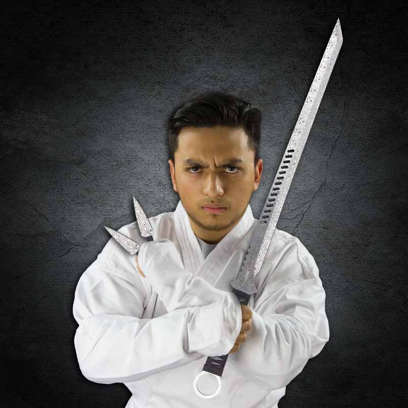 Damascus Steel Kunai Ninja Sword
