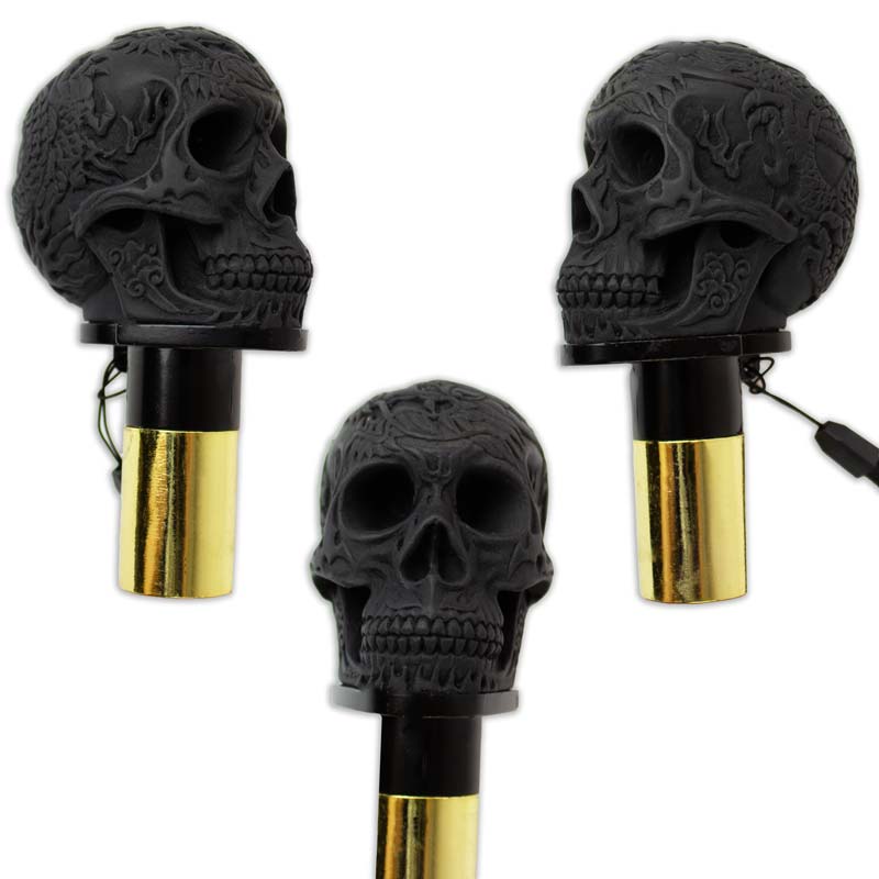 Dark Skull Sword Cane - Walking Stick Blade - Hidden Weapons