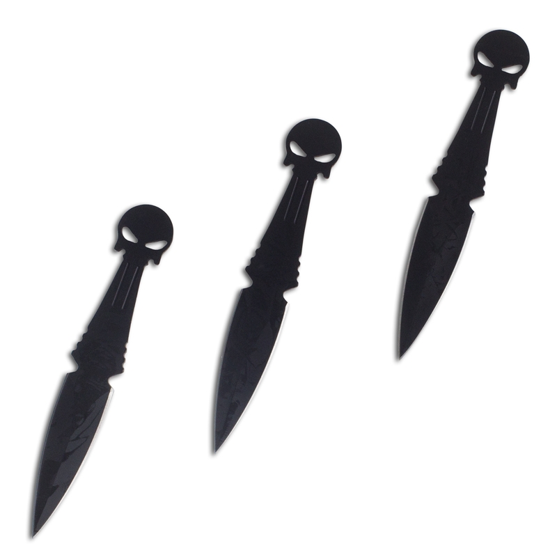 Dark Skull Throwing Knives Black Throwing Knife Set Stainless Steel
