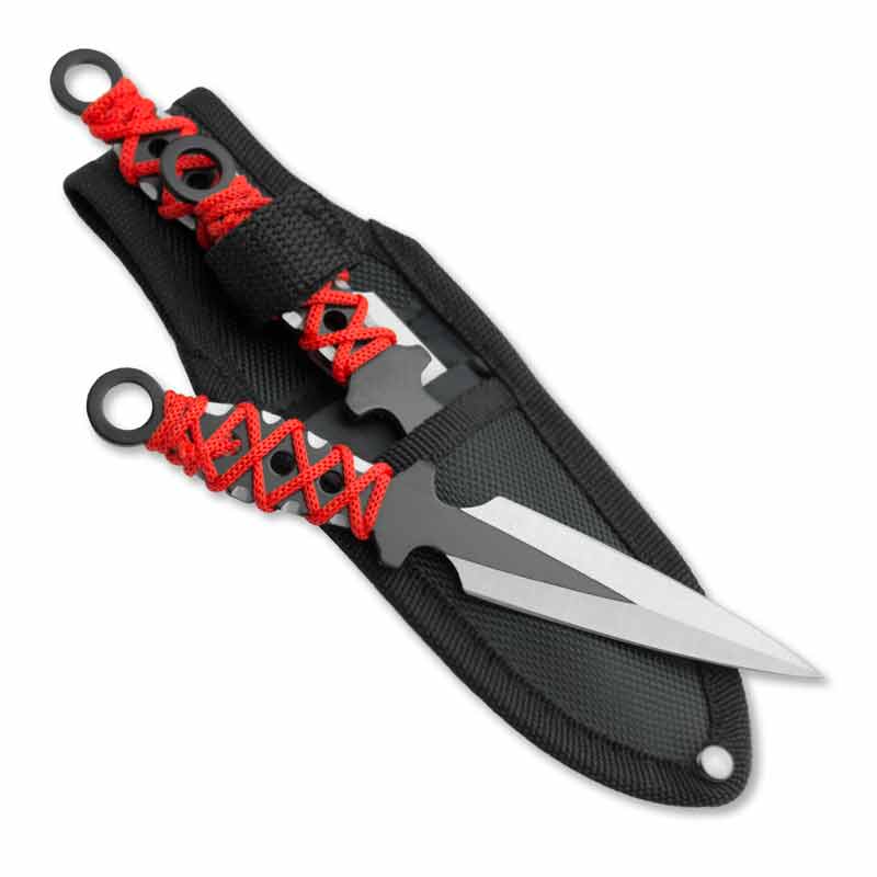 Dark Venom Throwing Knives - Spearpoint Knife Set - Red and Black