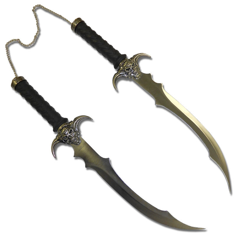 Detachable Demon Blades Double Bladed Staff Fantasy Chain Weapon