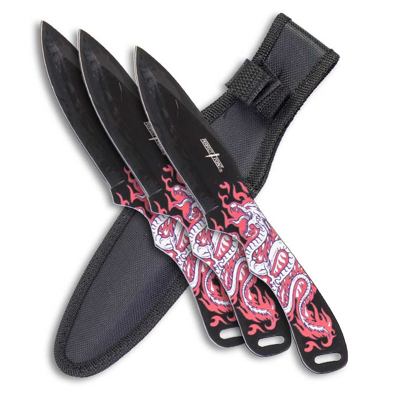 Flaming Dragon Throwing Knives Dragon Throwing Knife Set Fire