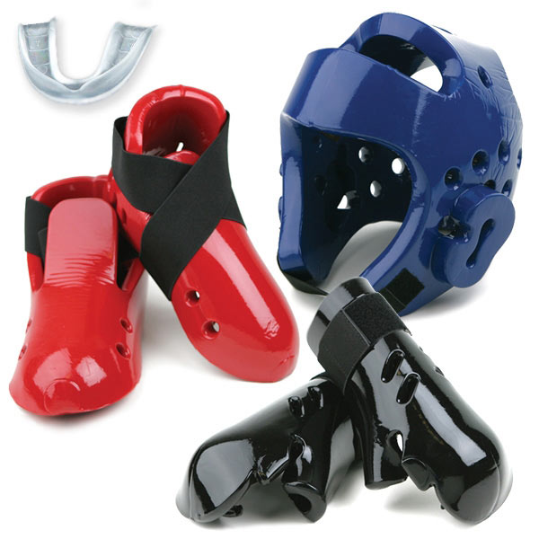 Karate Sparring Gear Basic set New Foam Headgear,Hand,Foot Protector Guard-WHITE 