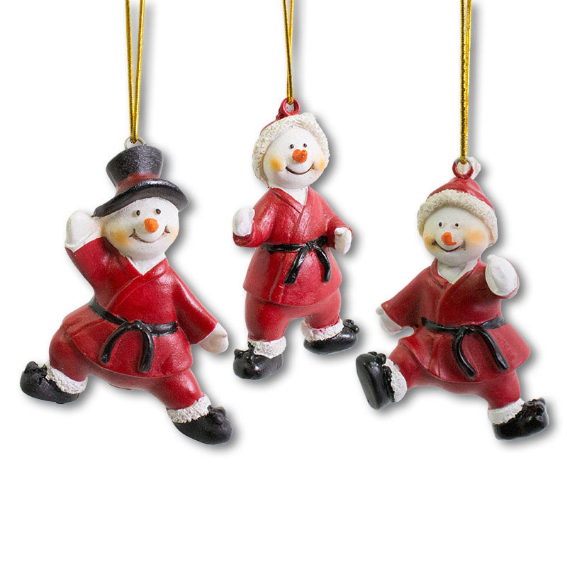 Martial Arts Snowman Ornaments Karate Ornament Set Holiday