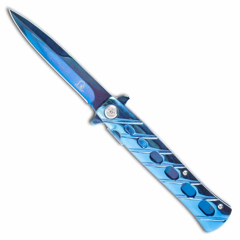 Modern Metallic Blue Pocket Knife