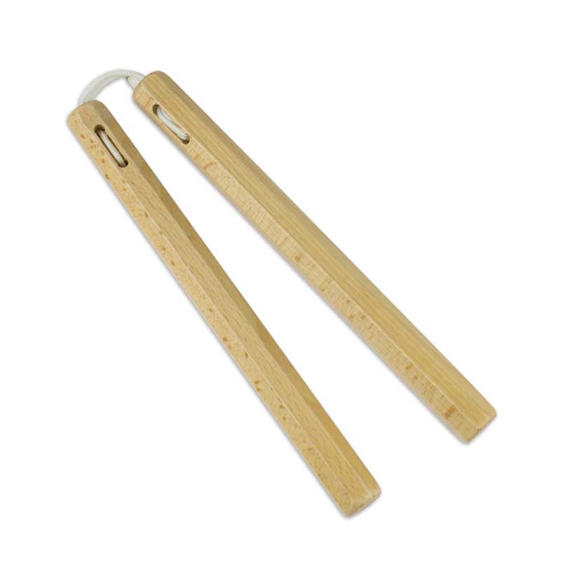 ヌンチャク ステンレス無垢 スイベルなし 30cm 810g Octagon Corded Speedchucks - Small Wooden Nunchucks - Wood Octagon