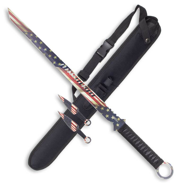 Patriotic Ninja Sword with Kunai