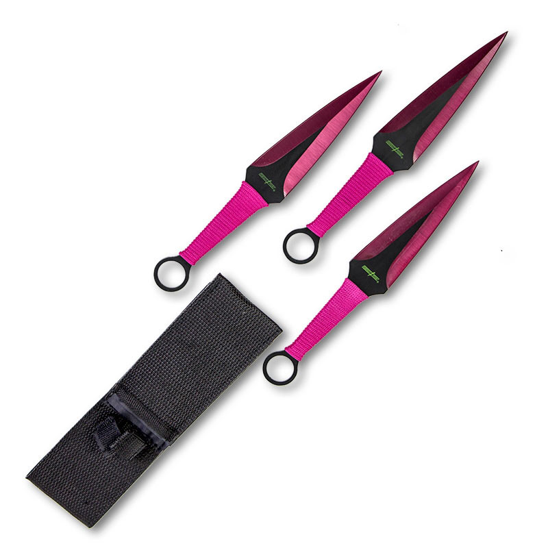 8 3PCS Rtek Throwing Knife Set Pink with Sheath – Bladevip