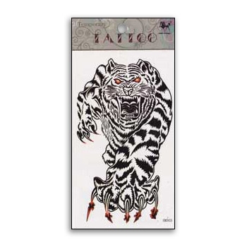 Raging Tiger Animal Spirit Temporary Tattoo - Martial Arts Temporary Tattoos  - Asian Tattoo