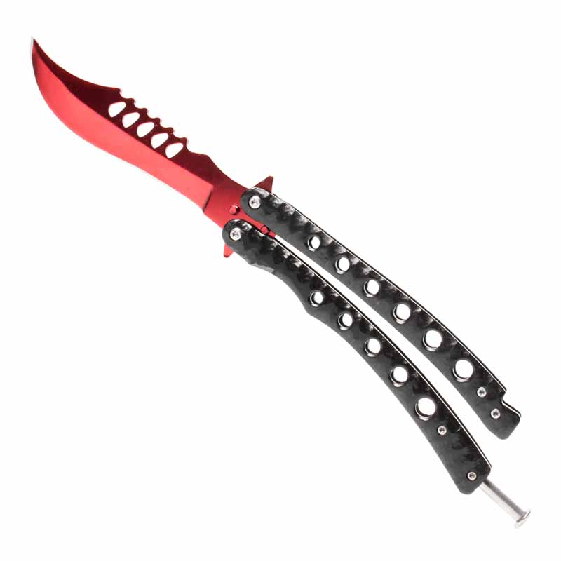 Red Curved Blade Balisong
