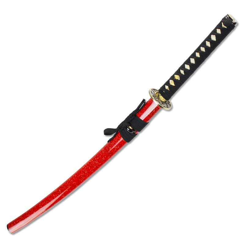 Red Lotus Katana - Dark Red Anodized Blade - Spotted Red Saya