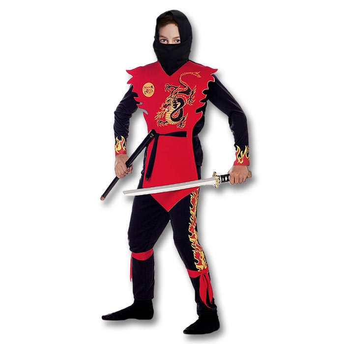 Red Ninja of the Black Dragon - Red Ninja Halloween Costume - Flaming Ninja  Warrior Outfit