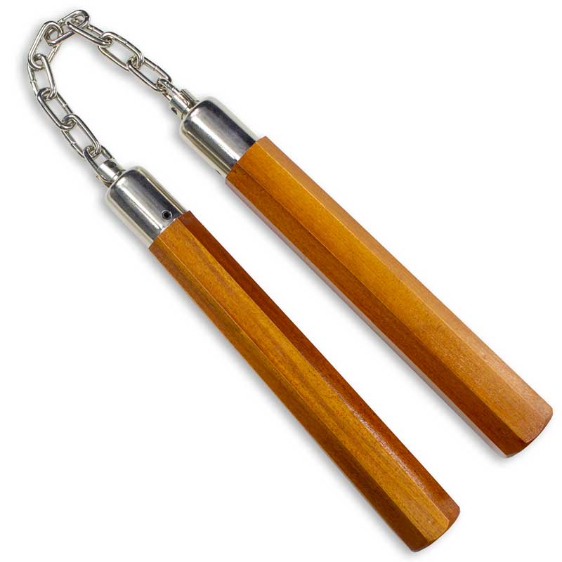 Short Natural Octagon Nunchaku Training Nunchucks Real Wood