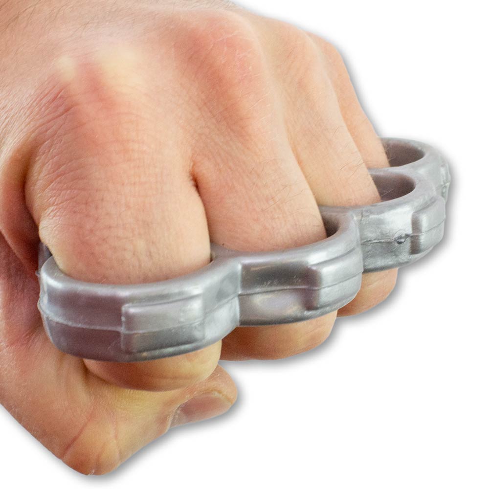 Silver Plastic Knuckle Duster - Non-Metal Stealth EDC Brass
