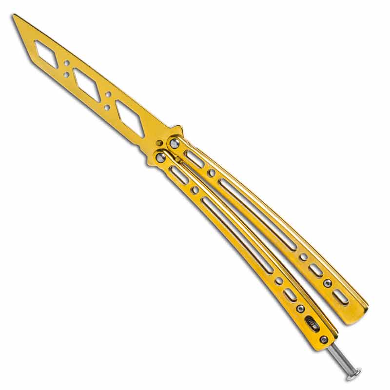 Vented Gold Butterfly Trainer - Golden Tanto Balisong