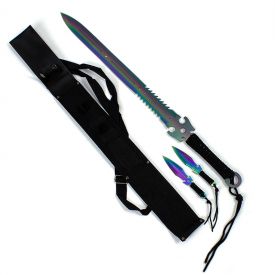 Titanium Finish Serrated Ninja Sword