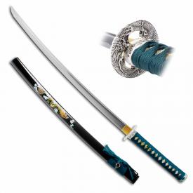 Long Samurai Katana Sword Feudal Japan Warrior Key Chain Silver Pendant Keychain 