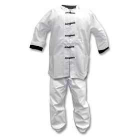 White With Black Frogs Complete Kung Fu Uniform