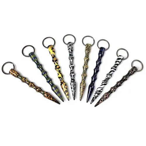 Animal Print Kubotan Keychain - Ribbed grip kubatons - self