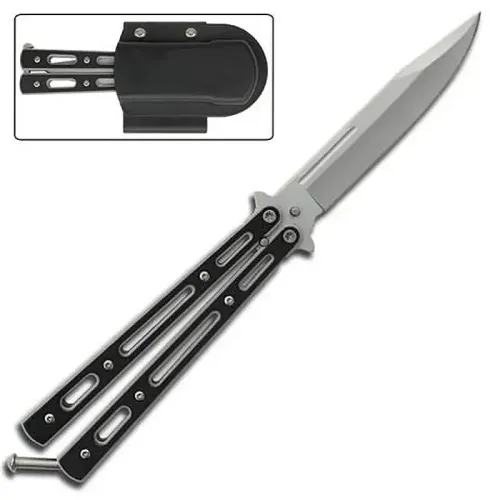Black Grip Butterfly Knife