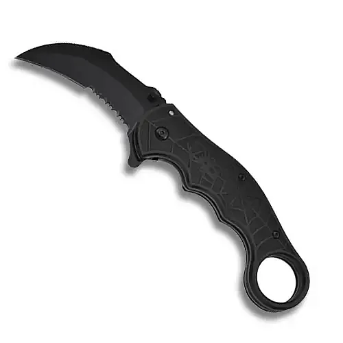Black Widow Folding Knife - Aluminum Handle Pocket Knife