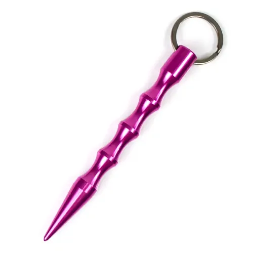 Pink Ribbed Grip Kubotan Keychain