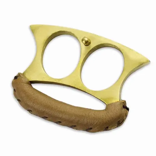 Brass Leather Wrapped 2-Finger Knuckles