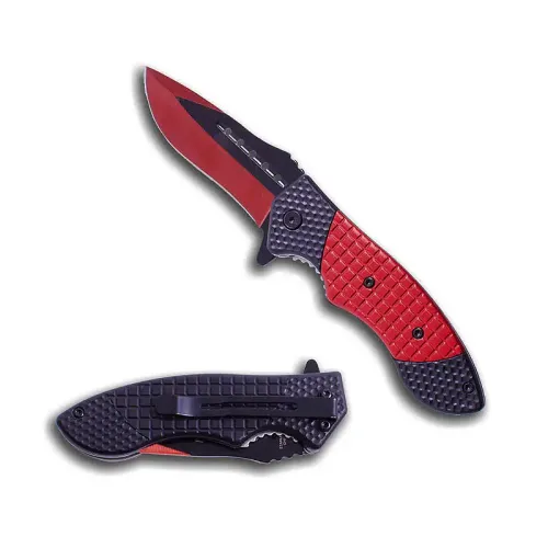 Crimson Grid Folding Knife