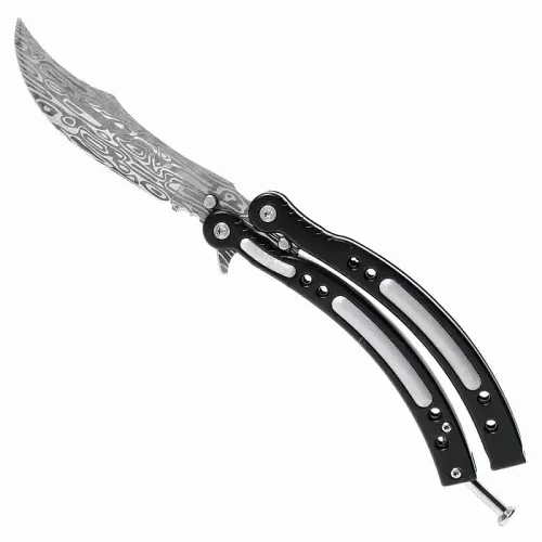 Dark Damascus Butterfly Knife