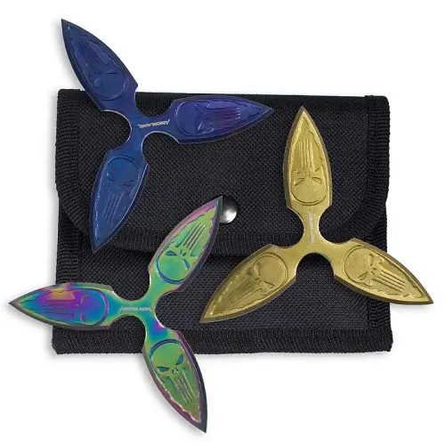 Dark Skull Multicolor Throwing Star Set