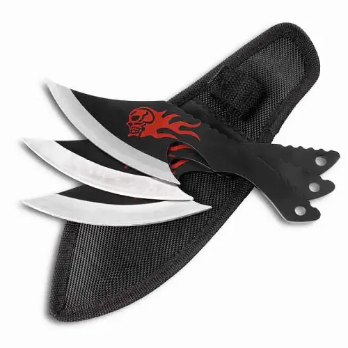 Flaming Skull Throwing Axe Set