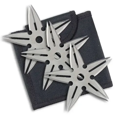 Forked-Blade Silver Ninja Stars