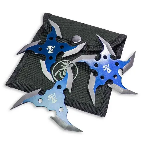 Futuristic Blue Shuriken Set