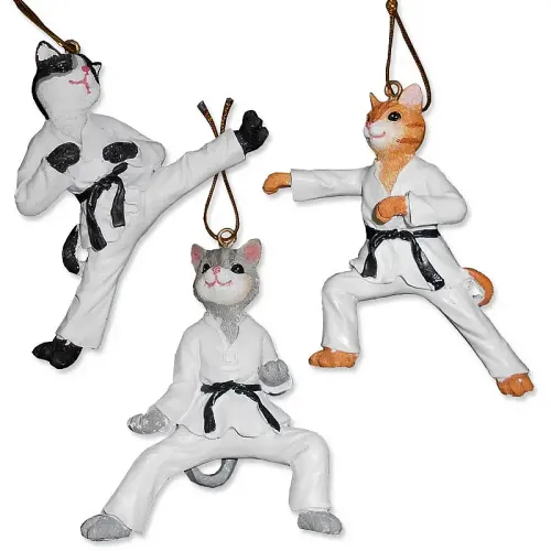 Karate Cat Ornament Set