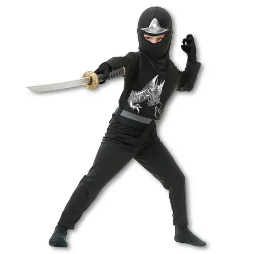 Toddlers Black Ninja Costume (2-4 Yrs)