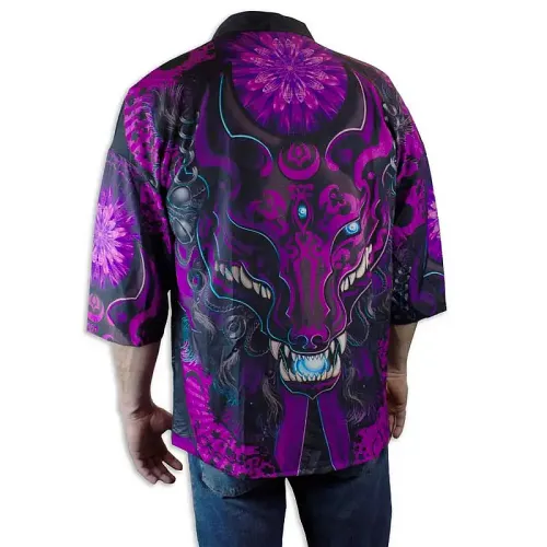 Purple Fox Kimono Shirt