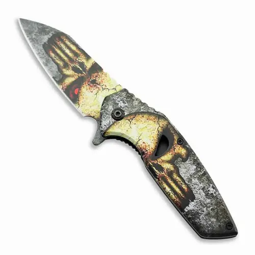 Raging Skull Folding Knife