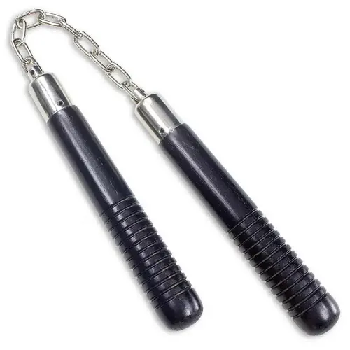 Short Black Nunchaku with Grip