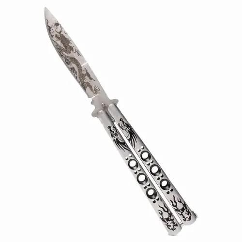 Silver Dragon Butterfly Knife
