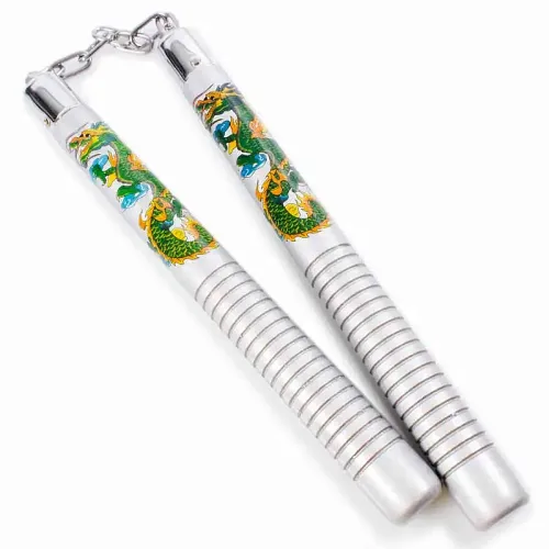 Silver Dragon Nunchaku